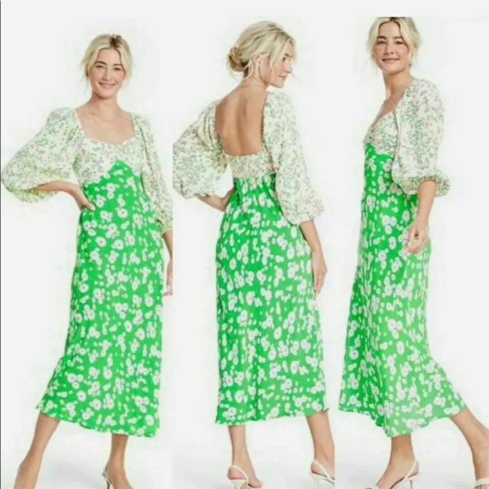 Rico green floral dress size 2
